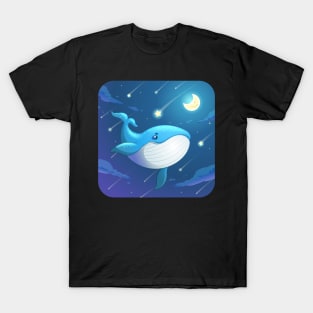 cute blue whale cartoon character design T-Shirt